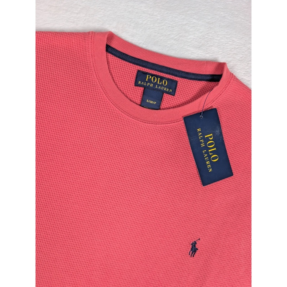 Polo Ralph Lauren Waffle Knit Thermal Short‎ Sleeve Shirt Mens Small Pink NWT